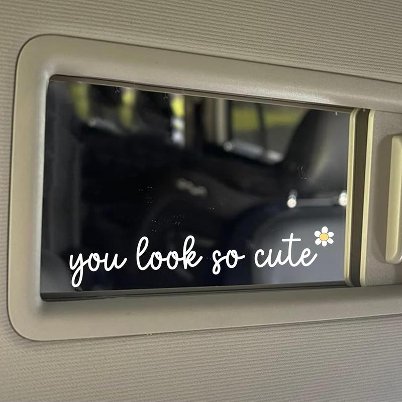 Set 3 count You Look So Cute Rearview Mirror Decal Daisy Flower Sticker Girly Inspiration  Decals Stickers Water Bottle Laptop Sticker Vinyl  4x0.7 Inches Decal   Accessories