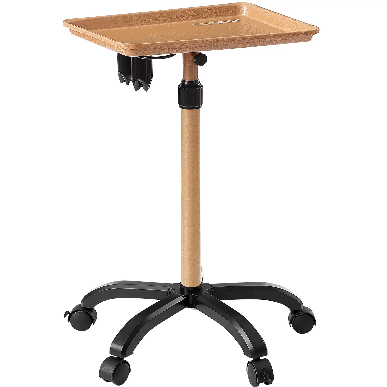 Spring new arrivals Salon Tray Cart, 30"-43" Height Adjustable Rolling Salon Tray, Cold-rolled Plate Tattoo Tray with 5 Wheels (2 Lockable) for SPA Barber Clinic, Gold & Black