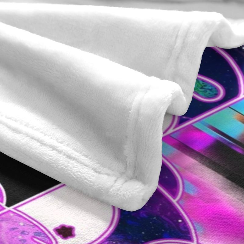 Rick and Morty Glitch Neon Face Throw - Psychedelic Distorted Portrait, Ultra Soft & Trippy