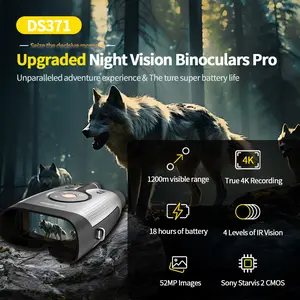 371 Night Vision Goggles, Full Color Vision, 52mp, 8x Digital Zoom, True 4K, Hunting, Camping, Security Monitoring, 64g Memory Card