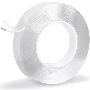 Heavy Duty Double Sided Mounting Tape, 1" x 198", Traceless and Removable Nano Tape for Outdoor and Indoor,  Adhesive Clear Two Sided Gel Grip Tape (16.4 FT)