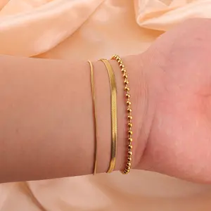 Beaded Snake Chain Bracelet Fashionable Elegant Stainless Steel Trendy Jewellery Accessories Trendy Stack Bangle Perfect for Anniversary Christmas Gifts Summer Dainty Jewelry