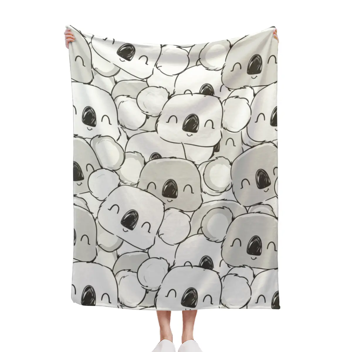 Cute Koala Blanket for Adults, Kawaii Animal Throw Blanket with Gray Koala Pattern, Soft Cozy Blanket for Couch Bed Dorm Room, Aesthetic Home Decor Blanket, Cute Gift for Women Girls Animal Lovers, Warm Fleece Throw Blanket