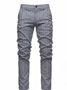 Men's Elastic Fitted Business Suit Pants, Houndstooth Elegant Fashion Formal Pants, Comfortable Anti-Wrinkle Long Pants for All Seasons