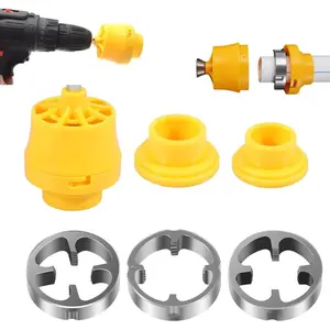 PVC Pipe Threader Kit for Electric Drill - Professional 1/2", 3/4", 1" Plastic Pipe Thread Maker Tool with 3 Dies, Heavy Duty Plumbing Threading Kit for Water Pipes, DIY & Professional Use