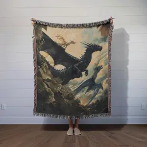 Tairn, Sgaeyl, and Andarna Woven Blanket, Fourth Wing Iron Flame Decor, Aretia Merch, Onyx Storm Gifts, Riorson House Bookish Throw, Booktok