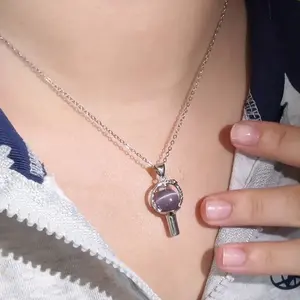 KPop Hunting Girls Fashion Mini Light Stick Style Necklace, Party Theme Pendant Jewelry, Adjustable Silver Chain, Ideal for Parties, Daily Use, Concerts, and Birthday Gifts