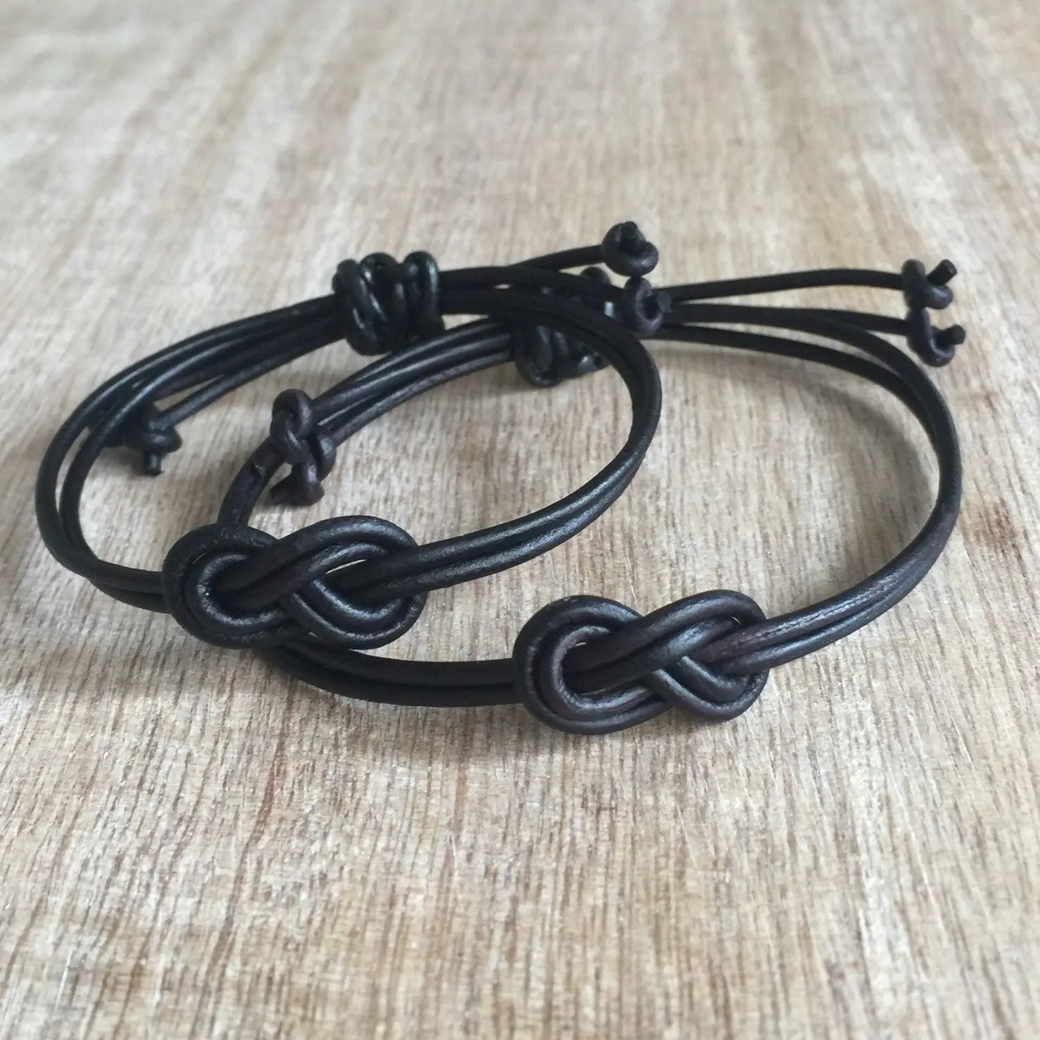 St. Pete Black Leather Couples Bracelets