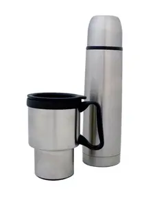 212 MAIN Brushed Finish Double-Walled Stainless Steel Travel Tumbler - Push-Button Travel-Ready Flask Bottle, Portable Thermal Drinkware (Model 910RPSSBM)