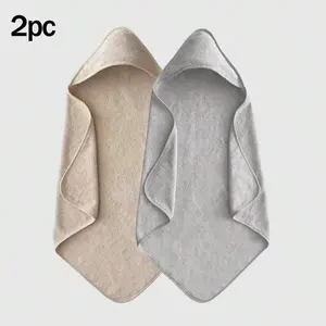 2pcs Baby Hooded Towel Set, Ultra Soft Coral Fleece Absorbent Shower Towels Children Bathrobe, Newborn Winter Bathing Robe, Perfect Baby Shower Gift