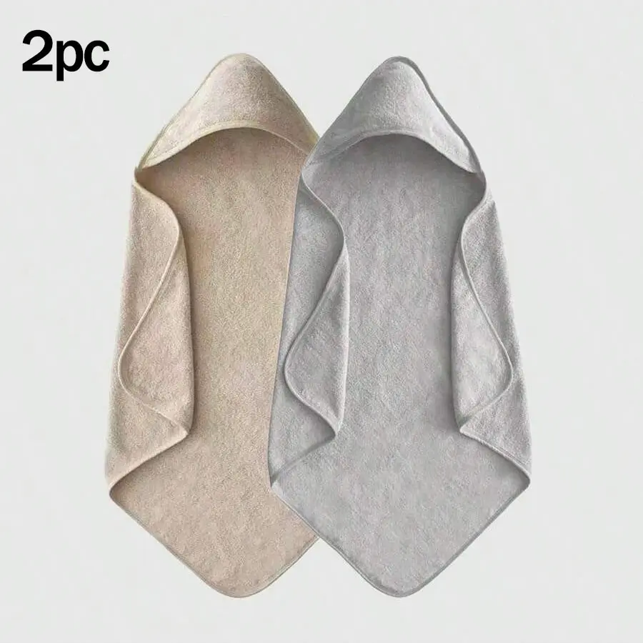 2pcs Baby Hooded Towel Set, Ultra Soft Coral Fleece Absorbent Children Bathrobe, Newborn Winter Bathing Robe, Perfect Baby Shower Gift, Hooded Bath Towels for Babies