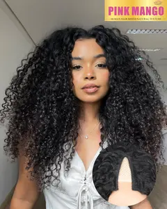 V Part Curly Wig for Black Women, Glueless Protein Silk Synthetic Burmese Curl Upgraded U Part Wigs Soft Natural Human Hair Feel, Lightweight Beginner Friendly Upart, Daily Wear/Time-Saving Vpart