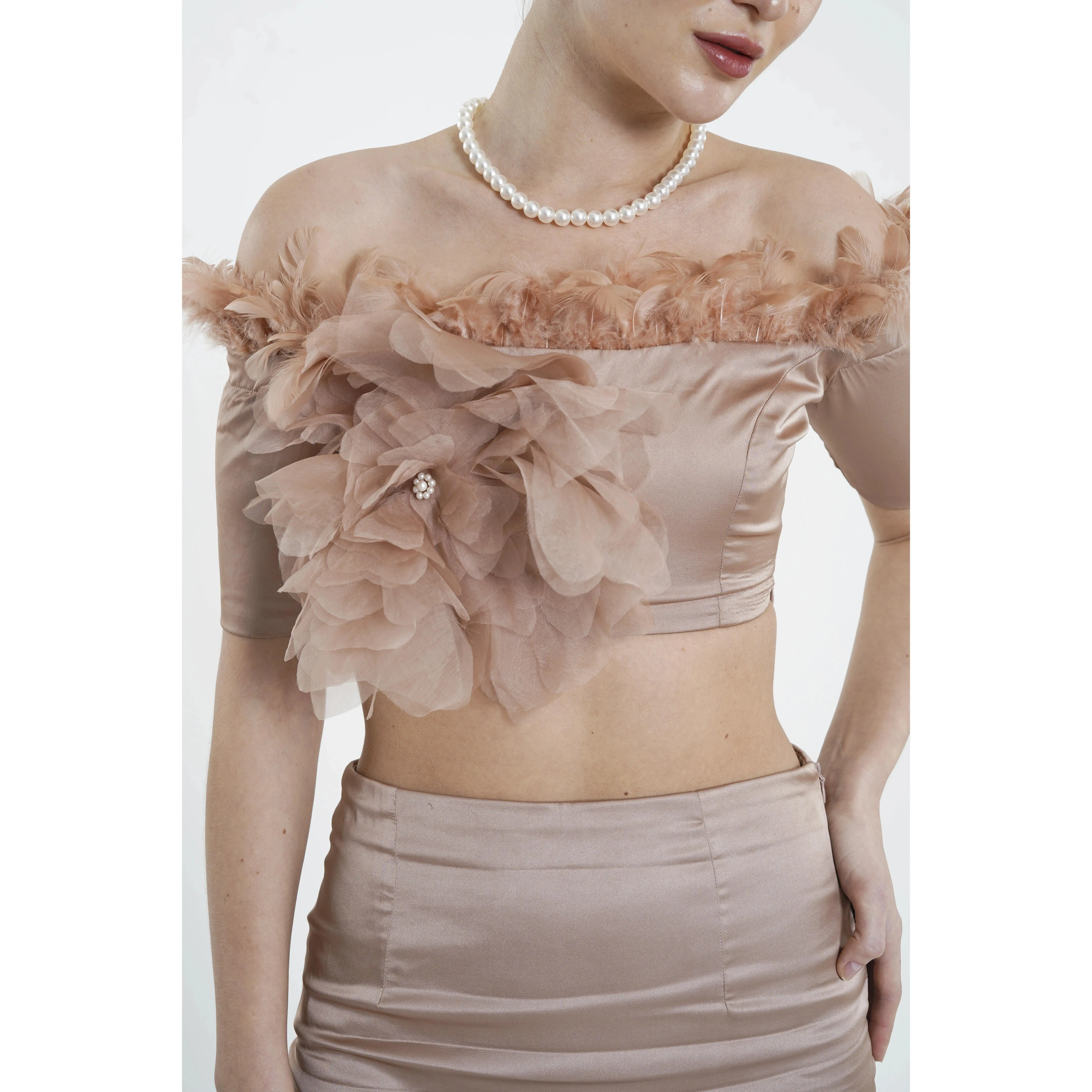 rose gold off-shoulder dress - PÉTHALYSSE