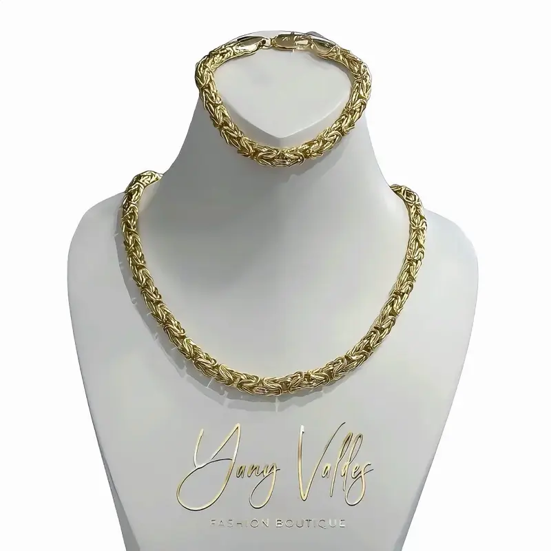 Gold Plated Chain Set Necklace and Bracelet