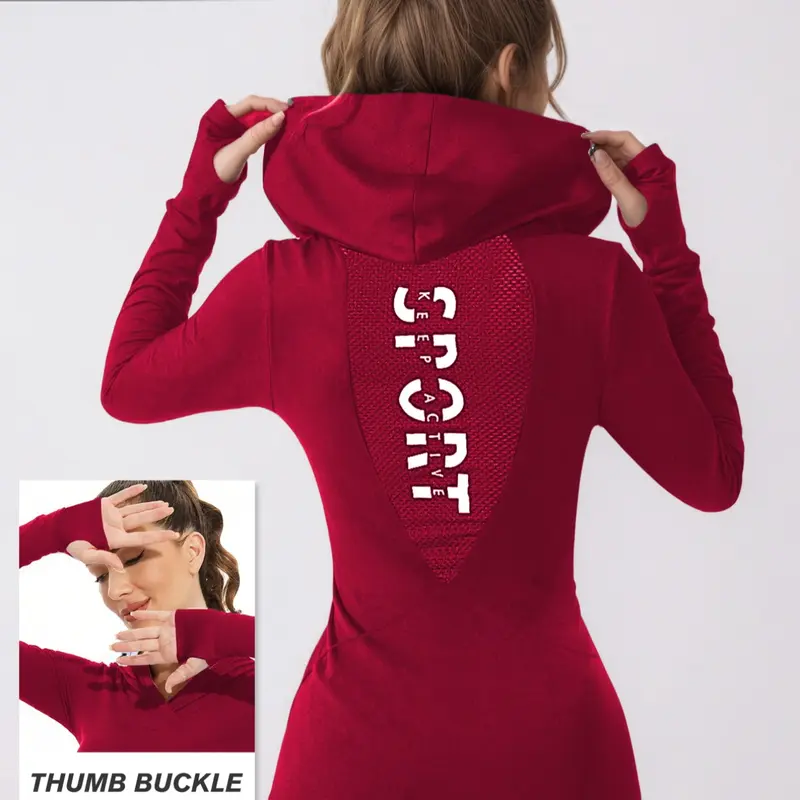 Women's Sport Hoodie Sweatshirt Athletic Fashion Activewear Clothing, Yoga Gym Activewear Running Fitness Exercise Tight Long Sleeve Thumb Hole Breathable Casual Mesh V Neck Pullover Fitness Apparel