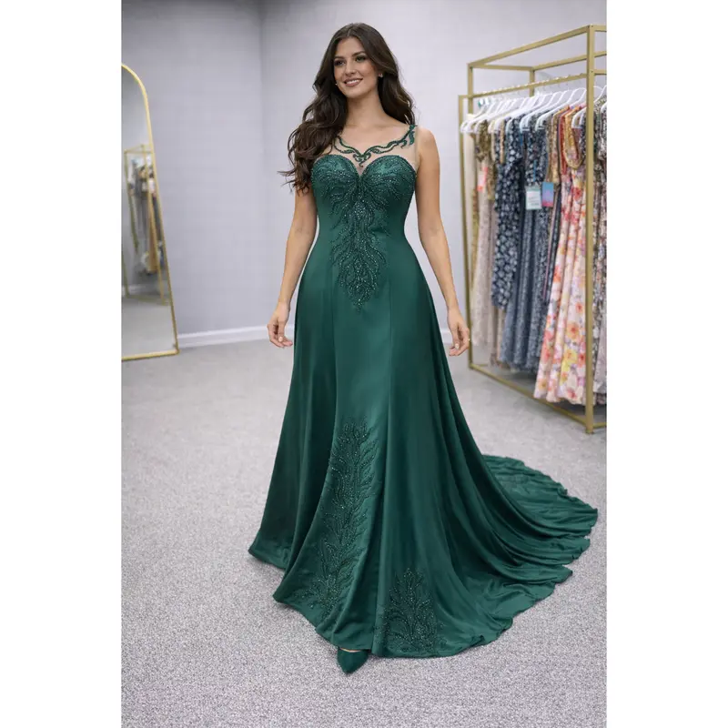 emerald green prom dress with trail - TikTok Shop