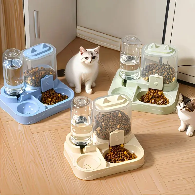 2-in-1 Pet Feeding & Water Supply Accessory for Small Cats & Dogs, Food Bowl with Gravity Water Dispenser