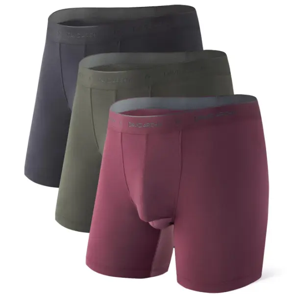 DAVID ARCHY Super Soft Men's 6.5" Dual Pouch Modal Boxer Briefs, Menswear with Functional Fly, Mesh Breathable Zones, No Ride Up Design, Basic Plain Fabric Boyshorts for Everyday Comfort Gifts