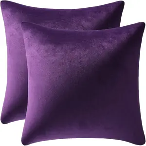 Throw Pillow Covers 18x18 Purple Pack of 2 Cozy Soft Velvet Square Modern Luxury Decorative Throw Pillow Cases for Sofa Couch Living Room Bed Home Decor