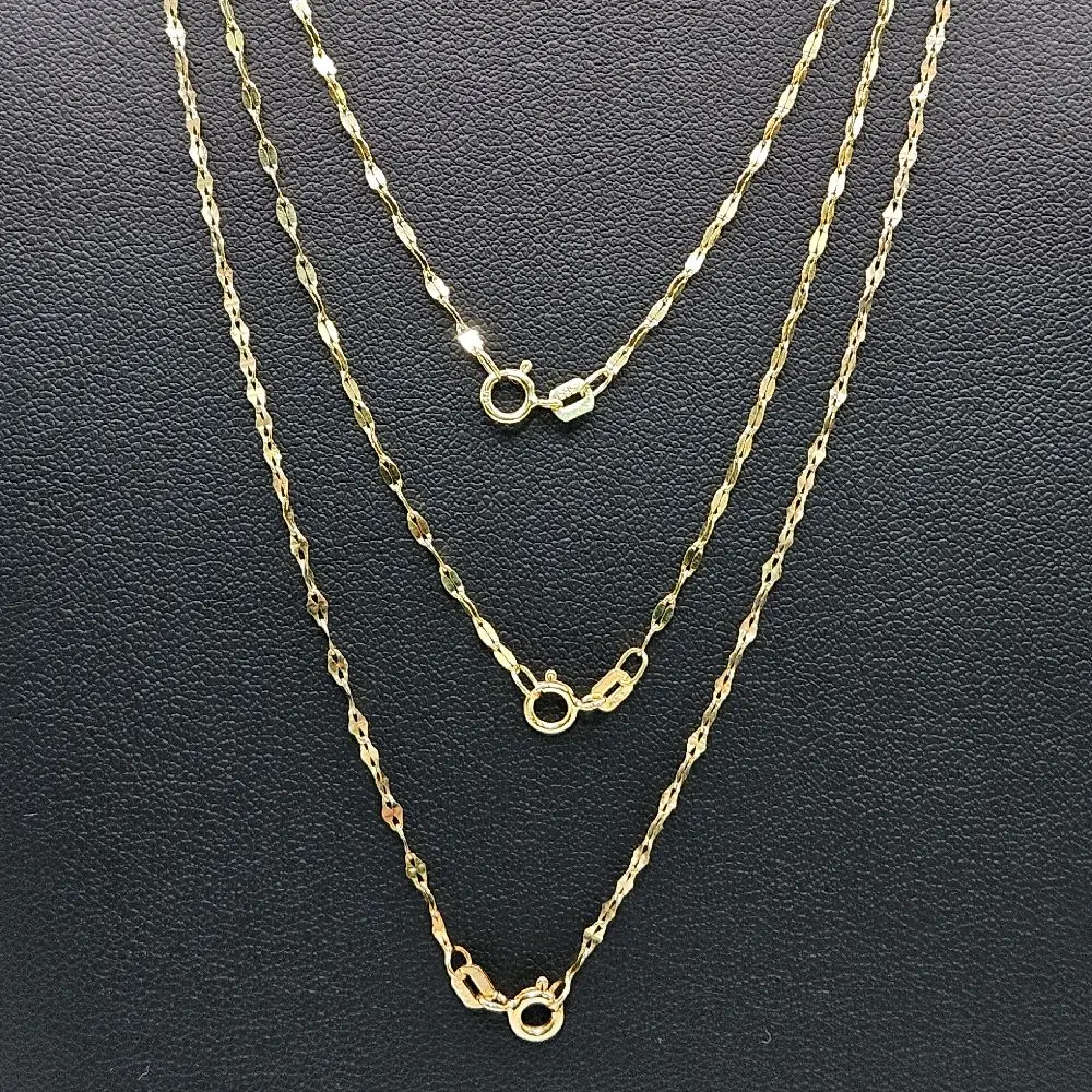 14k Solid Gold Mirror Chain Necklace Available in 16in, 18in, and 20in Sizes