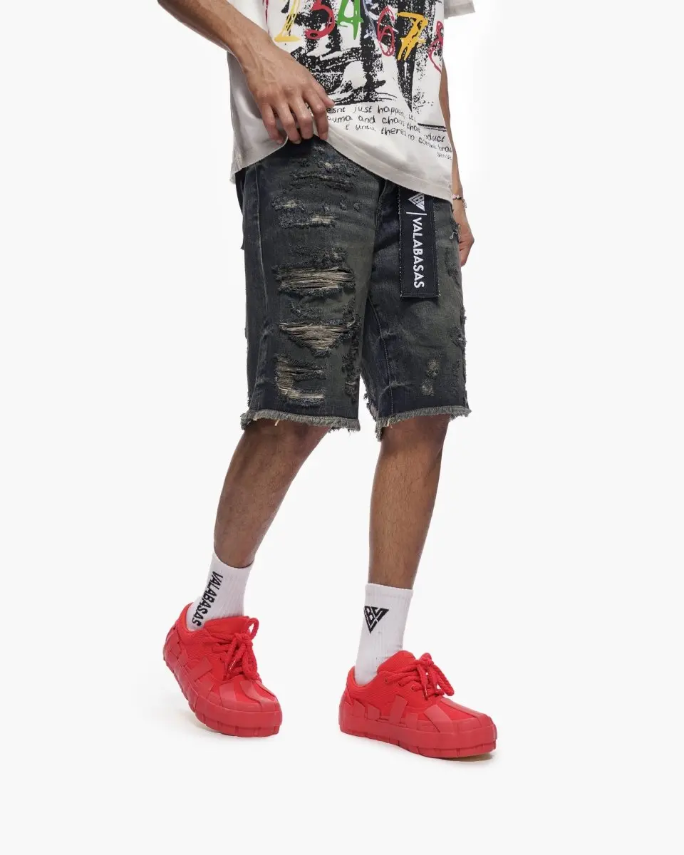 Clipped Shorts Dark Dirty Blue