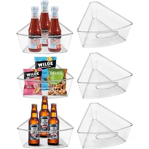Lazy Susan Organizer Bins for 28"-29" Diameter Corner Cabinet Lazy Susan, 6 Pack, Clear Cabinet and Pantry Bin, 1/8 Wedge-Food Safe, BPA Free