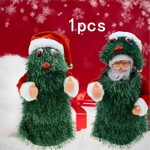 Sing & Dance Christmas Tree, Rotating Cute Plant Shape Desktop Decoration, Bell Singing Musical Ornament for Home Holiday Party Gift