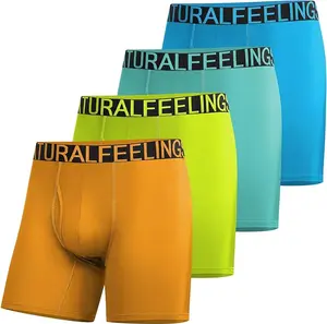 Natural Feelings 6 Inch Athletic Mens Underwear Boxer Briefs for Men 4 Pack