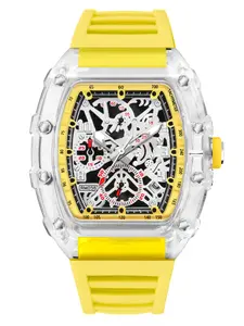 Men's Sporty Barrel Watch with Buckle Closure, Analog Dial, Quartz Movement, Acrylic Mirror Surface, Includes Gift Box