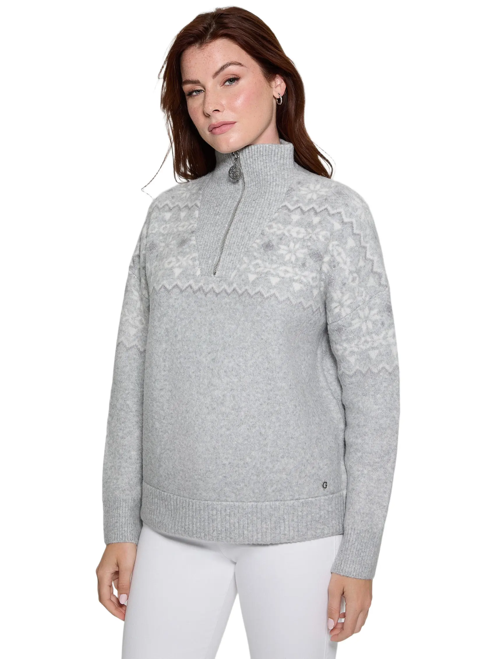GUESS Female Half-Zip Wool-Blend Pullover Sweater