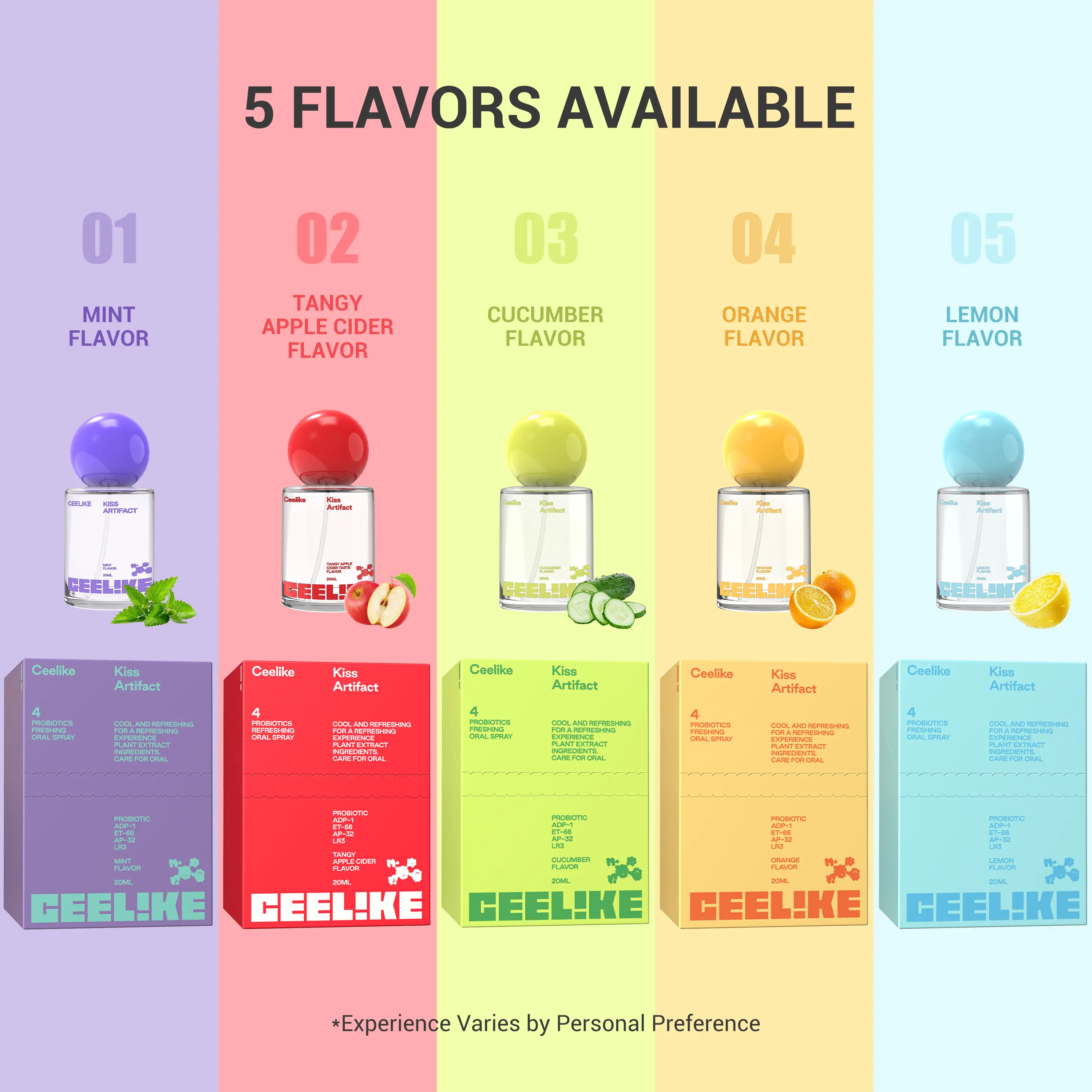 CEELIKE Probiotic Oral Spray, 20ml – 5 Flavors Optional, Freshens Breath & Improves Oral Health CEELIKE Probiotic Oral Spray, 20ml – 5 Flavors Optional, Freshens Breath & Improves Oral Health