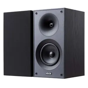 VEVOR Passive Bookshelf Speaker, 300W, Book Shelf Stereo Speakers with 5.25-Inch Woofer and 1-Inch Tweeter, Detachable Grille, 65Hz-20KHz Frequency Response, Wooden Enclosure, for Home Theater (1 Pai