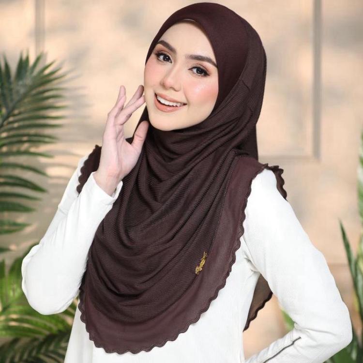 Layered instant Ironless cotton ribbed hijab in multiple colors perfect for any occasion Solid Color Elegant