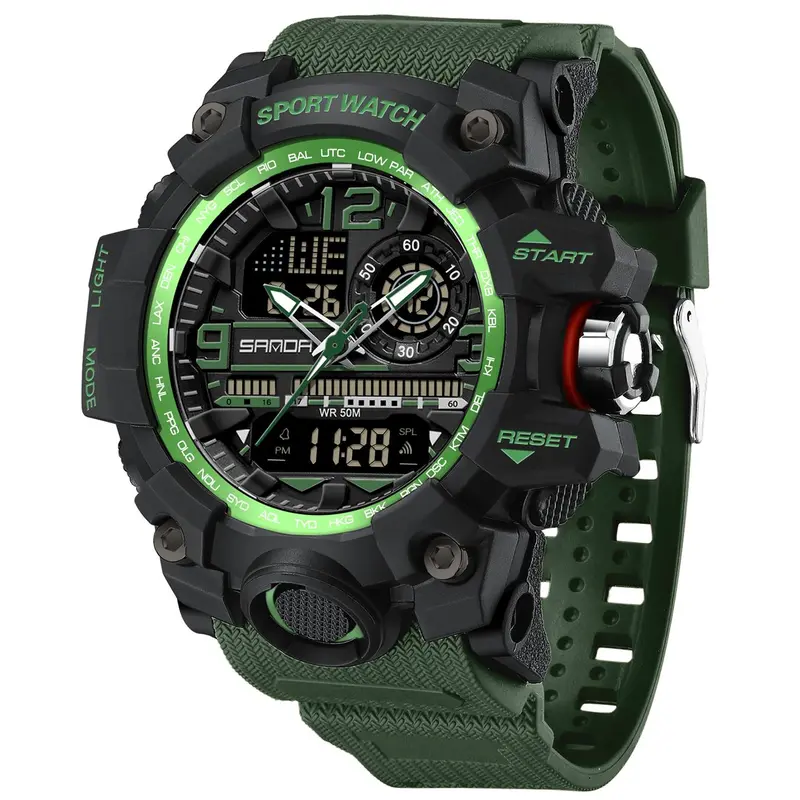 Men's Sportive Analog-digital Quartz Watch, Fashionable Waterproof Watch with Luminous & Alarm & Calendar Function, Waterproof Multifunctional Watch with Box, Sports Quartz Watch #GLOBAL PICKS