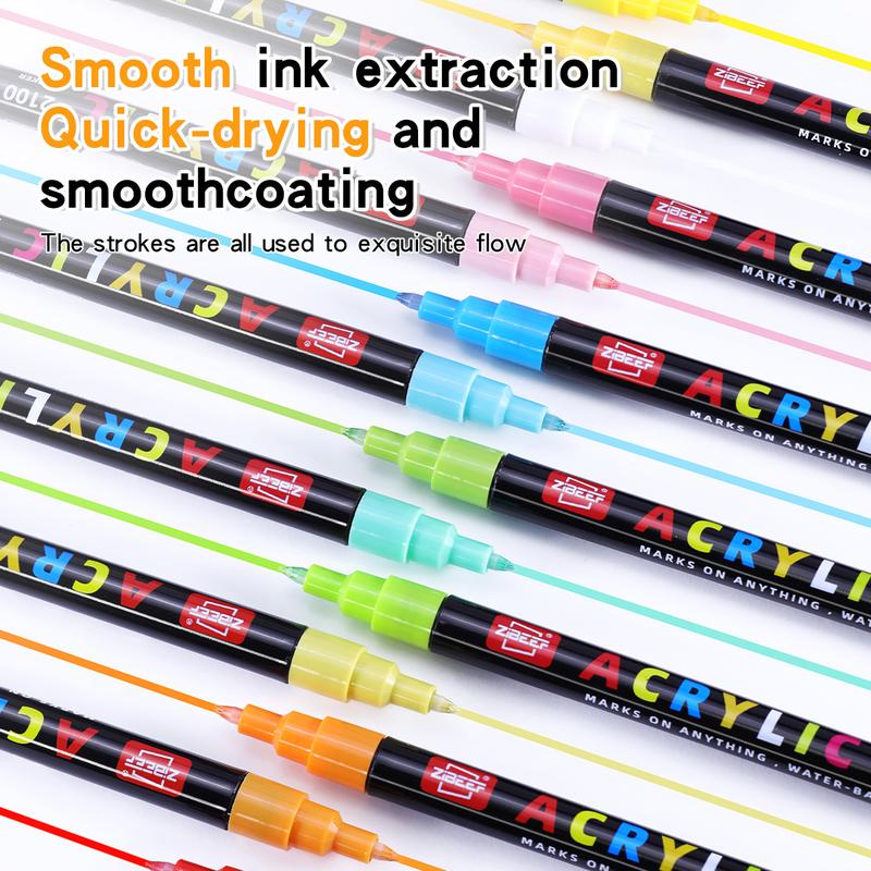 ZiBEEF 240 Acrylic Paint Markers,Fine Tip Acrylic Paint Pen, Waterproof & High Saturation Ideal for Wood, Metal, Plastic, Canvas, Fabric, Glass, Ceramic, Rock Painting DIY Art Supplies
