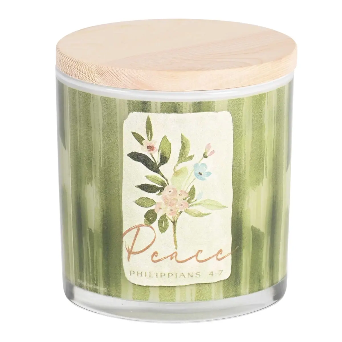 360 Stand 13oz Lidded Scented Soy Candle - 360-Degree Rotating Stand, Cotton & Floral Leaf Decor, Peace Love Themed Home Decoration, Warm Light Source for Living Spaces, Home Fragrance Decor, Glass, Scented Candles, Aroma, Freshener