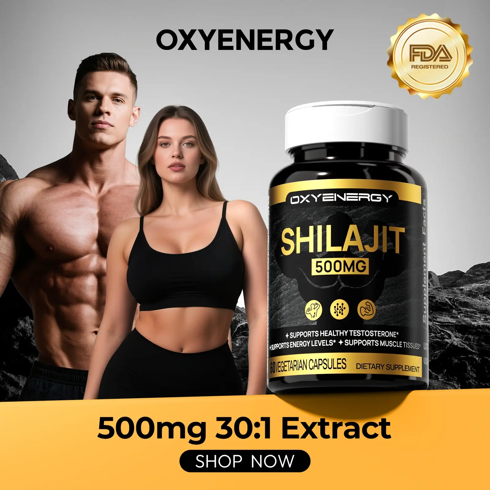 Oxyenergy Himalayan Resin Complex, 500mg High Strength, Natural Vitality & Endurance Support, 60 Vegetarian Capsules Ancient Himalayan Resin for Daily