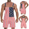 American Flag Overalls for Men and Women, Unisex Bib Pants with Soft Stretch Fabric, Breathable Summer Streetwear Outfit for Independence Day, Memorial Day, National Holiday Festivals, Parades, Parties and Casual Vacation Wear