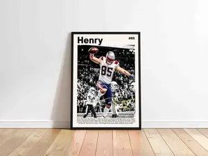 Hunter Henry Poster, NFL Tight End Wall Art, Iconic Football Sports Print, Classic Athlete Decor for Game Room & Office