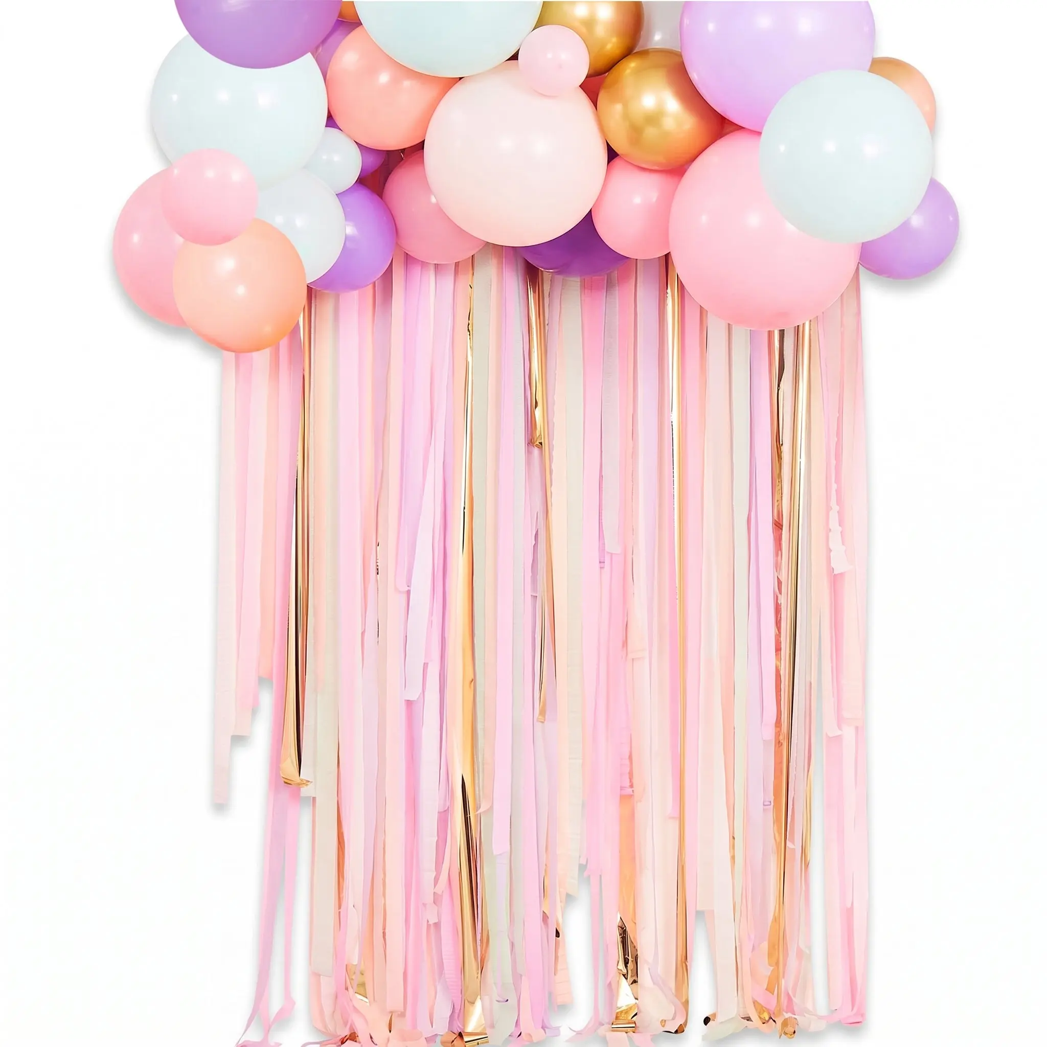 Pastel Balloon Backdrop with Streamers