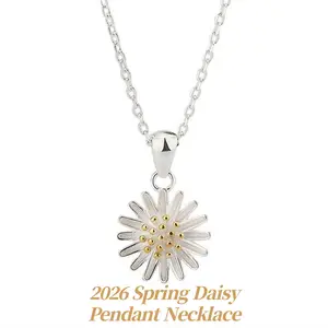2026 Spring Limited Daisy Pendant Women's Necklace Silver Daisy Clavicle Chain 3D Small Daisy Floral Daily Styling Accessories Unique Fashion Design for Best Friend Girlfriend Mom or Wife Absolutely Unique Festivals Anniversaries and Birthday Gifts