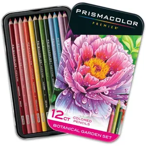 Prismacolor Premier Colored Pencils, Soft Core, Botanical Garden Set, 12 Count - Adult Coloring, Drawing, Creative, Art Supplies