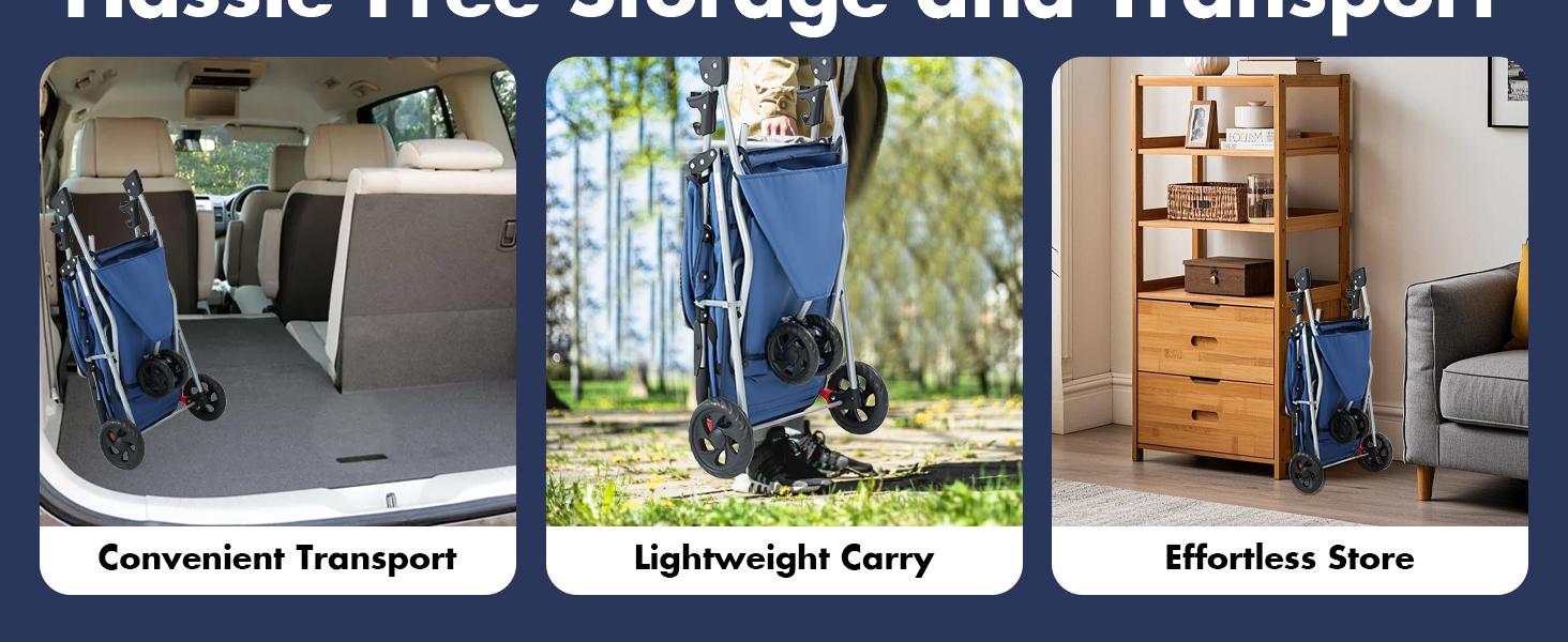 Foldable Pet Stroller for Small Medium Dogs and Cats, 3-Wheel Travel Dog Stroller with Adjustable Canopy, Cup Holder, Removable Pad and Extra Large Storage Basket, 33 lbs Capacity, Blue