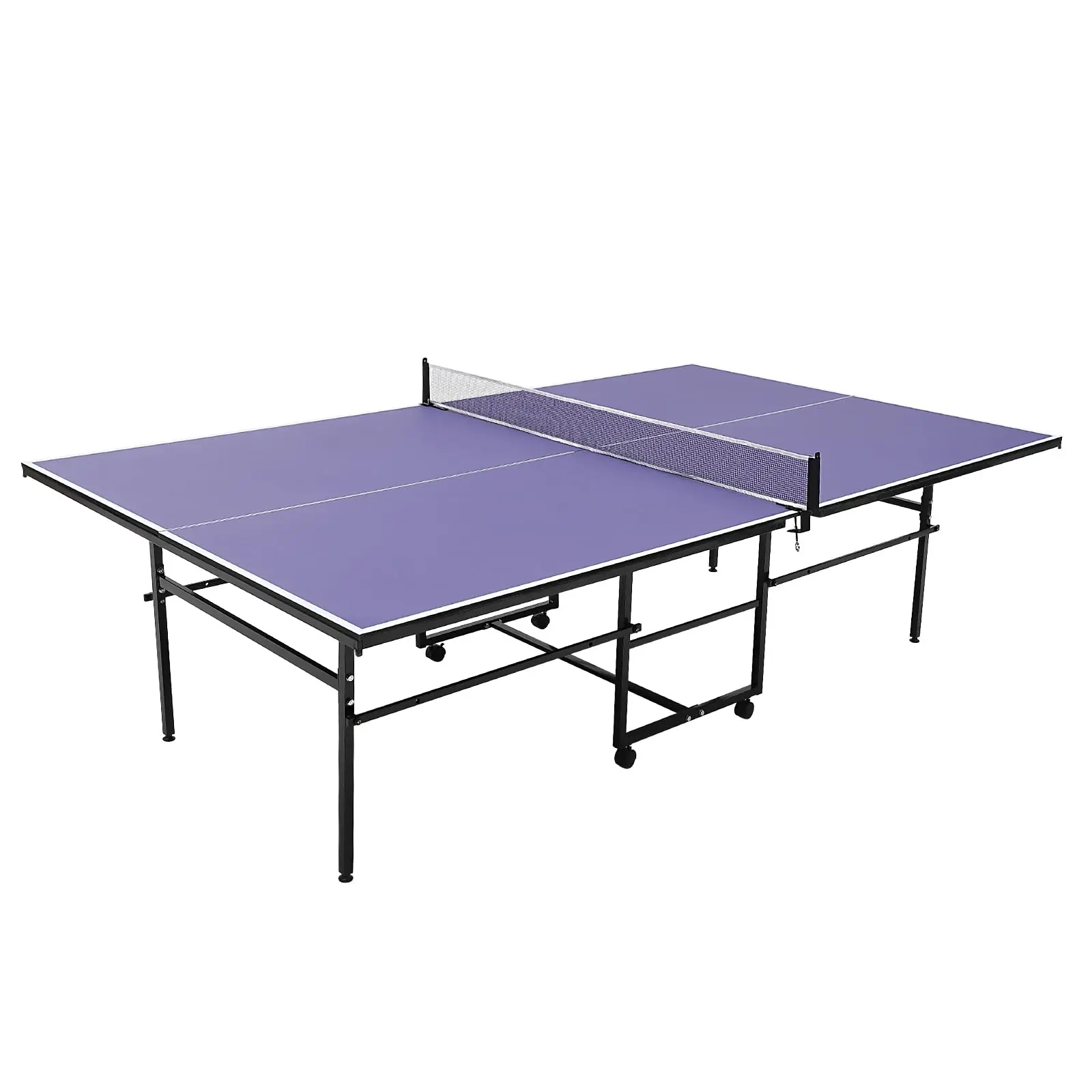 【GARVEE】Full Size Folding Rolling Table Tennis Table 9' x 5' with Net, Indoor and Outdoor Use, 4 Wheels for Easy Movement, Professional Quality, Single Player Playback Mode