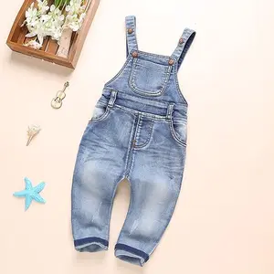 12M-4T Boys/girls Water Washed Ripped Soft Denim kids Overalls