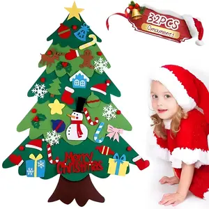 32-Piece Large Felt Christmas Tree Decor Set, Fun Holiday Home & Party Decoration, DIY Craft Supplies for Festive Season