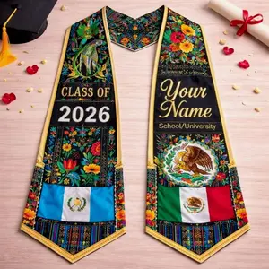Custom Guatemala Mexico Graduation Stole, Dual Heritage Flag Sash, Cultural Pride Graduation Stole, Personalized Senior Gift