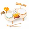 Kids Wooden Drum Set with Xylophone, 2 Drums & 2 Cymbals, Musical Instruments for Toddlers, Montessori Percussion Toys for Boys Girls, Educational Music Toy Ages 1-3