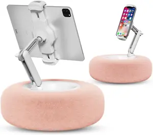 Tablet Stand Pillow, Compatible with 4.7"-13" Phone/Tablet, Ipad, Iphone, Samsung, Google, Kindle, 360°Adjustable Phone Holder for Bed with Soft Plush Fabric, and Detachable Bowl, Grey, Accessories, Smartphone
