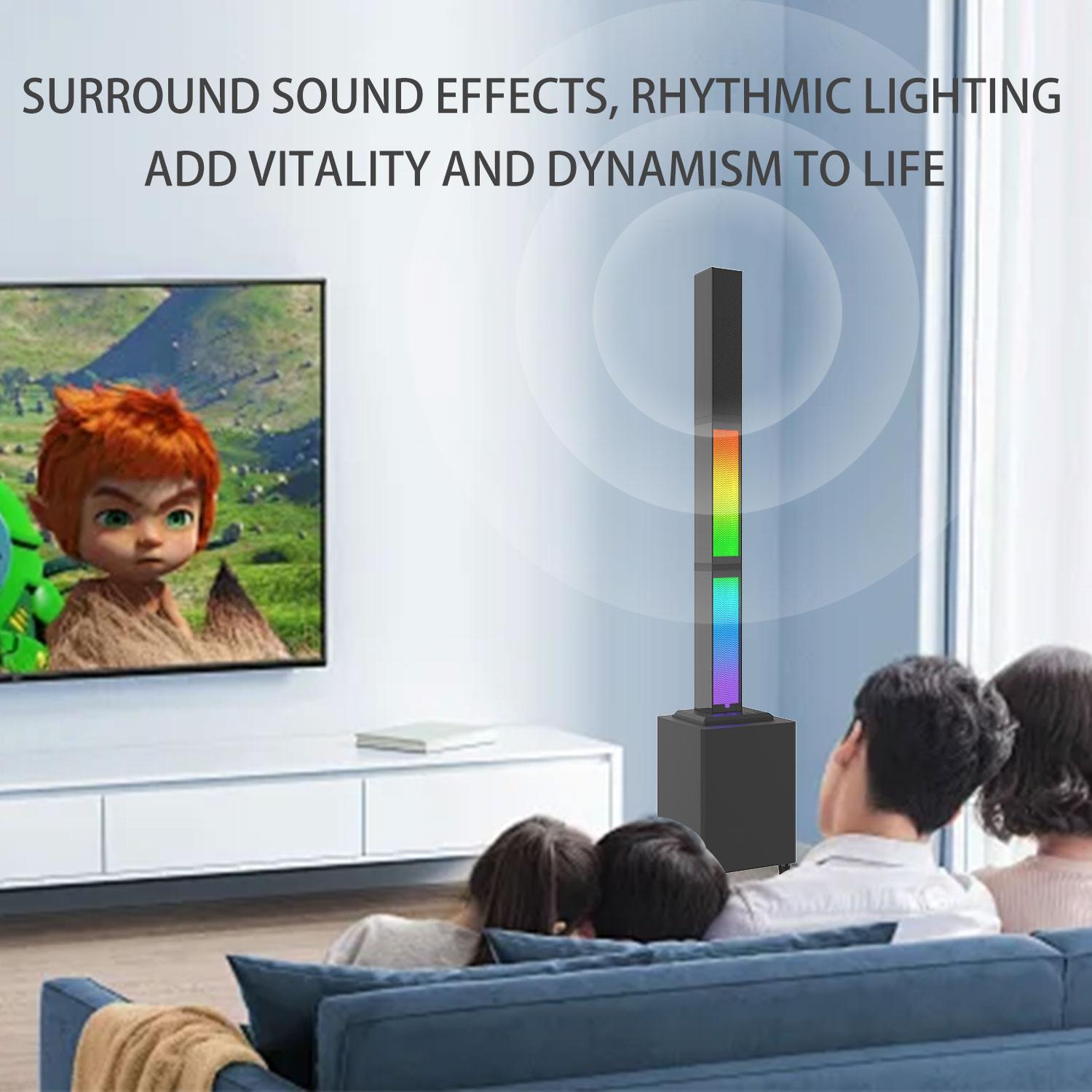 Bluetooth Soundbar With RGB Subwoofer,Heavy Bas  2.1Suround Sound System, Vertical TV speaker, Home Theater Stereo, Bluetooth 5.0, RCA/AUX(/USB/HD(ARC)/Optical Connection
